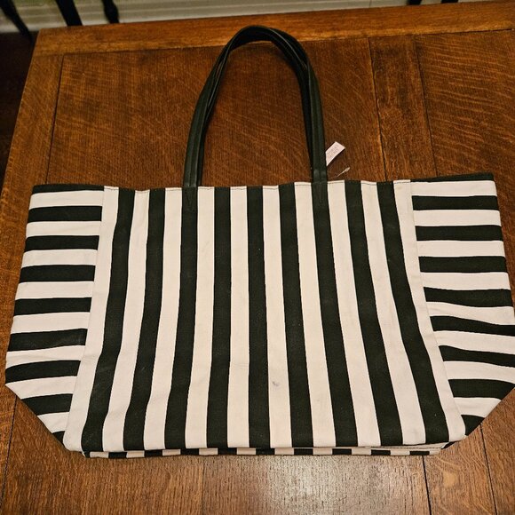 Large Victoria's Secret Tote Bag. Striped. 22"x 12.5" - Picture 3 of 6